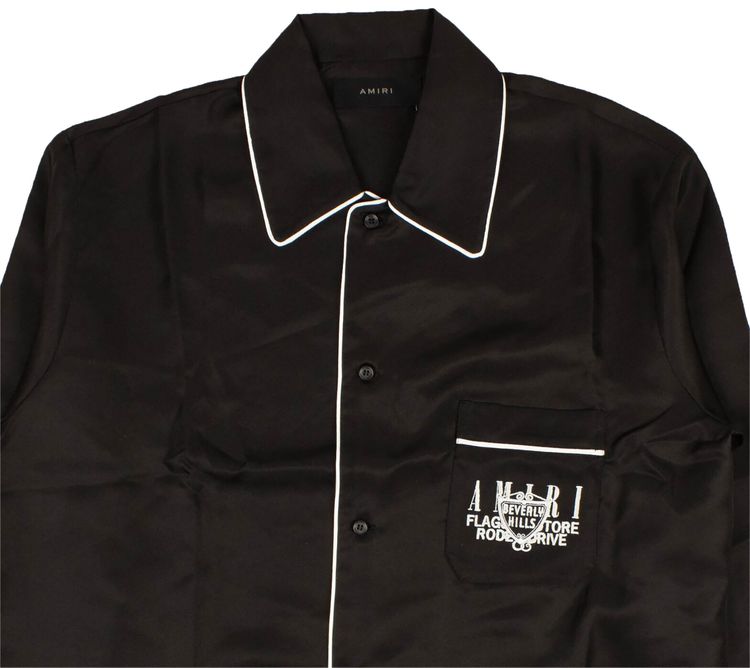 Amiri Beverly Hills Long Sleeve Pajama Shirt Black