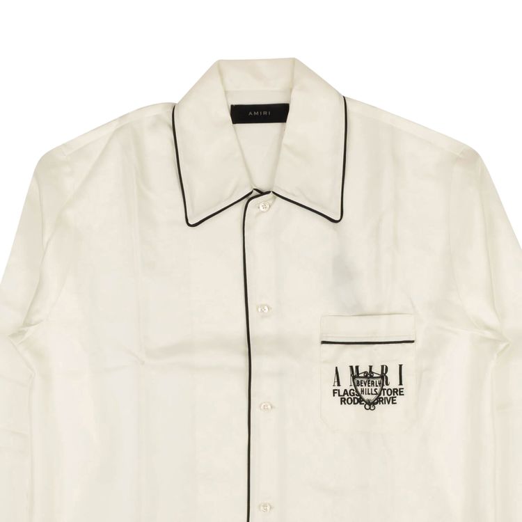 Amiri Beverly Hills Long Sleeve Pajama Shirt White