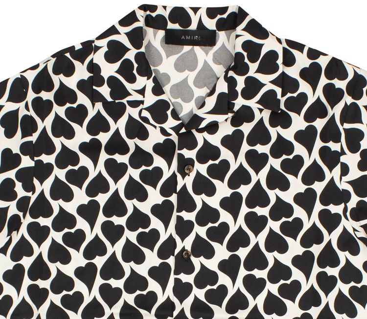 Amiri Love Hearts Bowling Shirt BlackWhite
