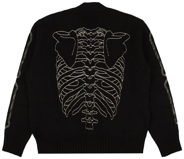 Amiri Skeleton Intarsia Cardigan Black