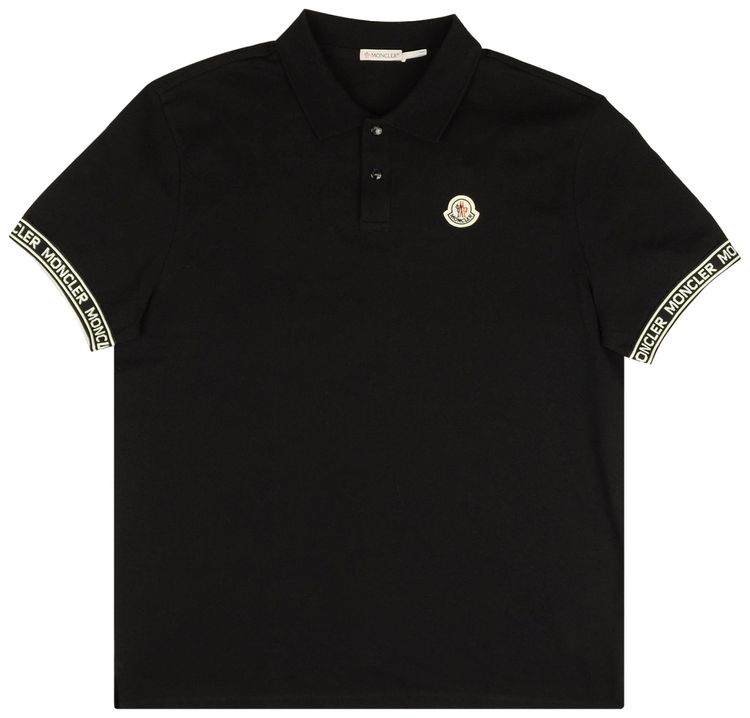 Moncler Logo Patch Short Sleeve Polo Black