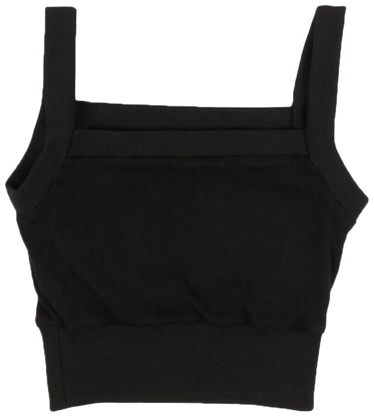 Off White Ribbed Logo Tank Top Black