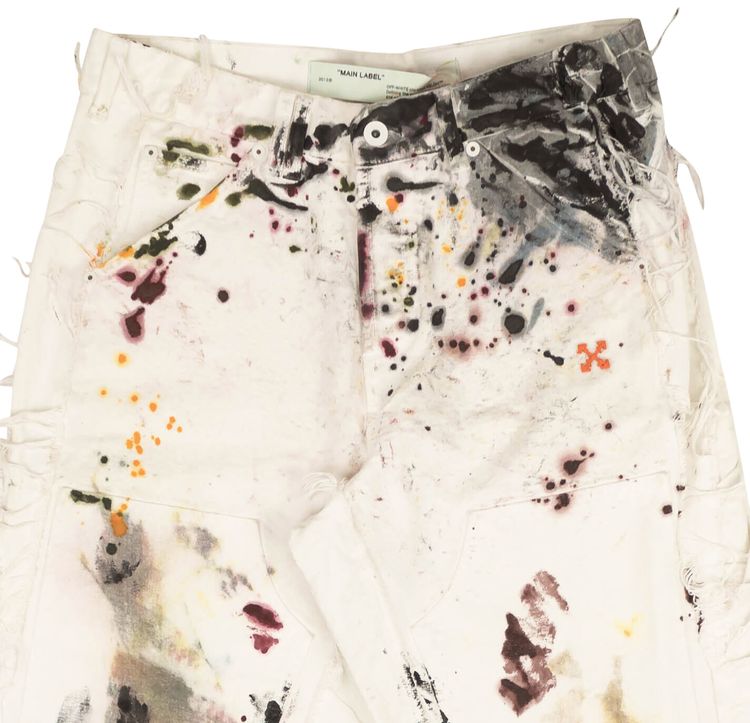 Off White Paint Splatter Jeans White
