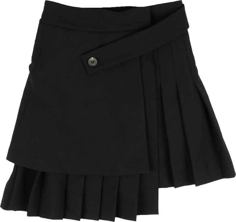 Off White Assymetric Plisse Skirt Black