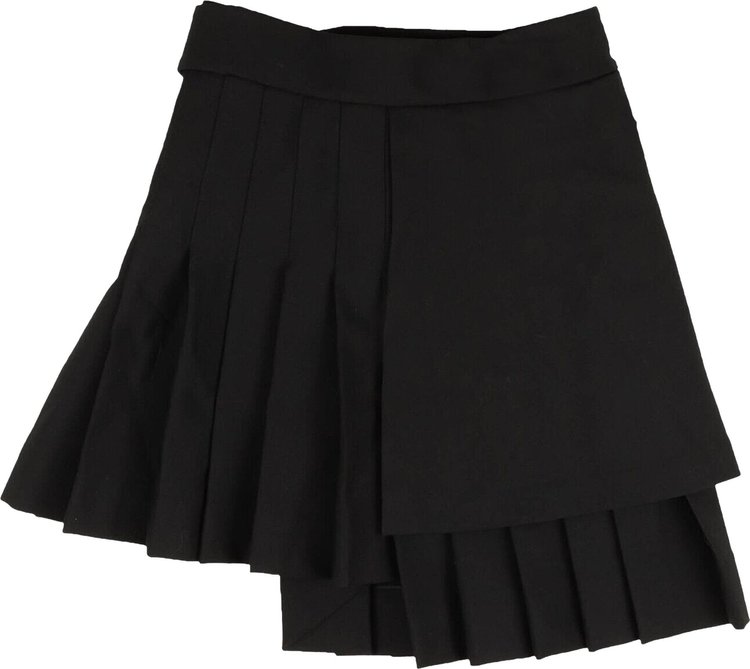 Off White Assymetric Plisse Skirt Black