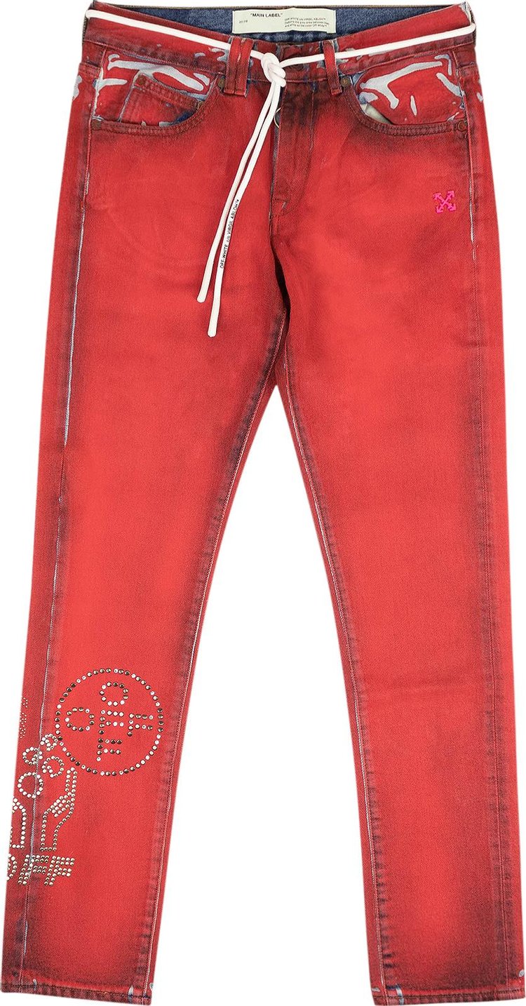 Off-White Denim Slim Fit Jeans 'Red'