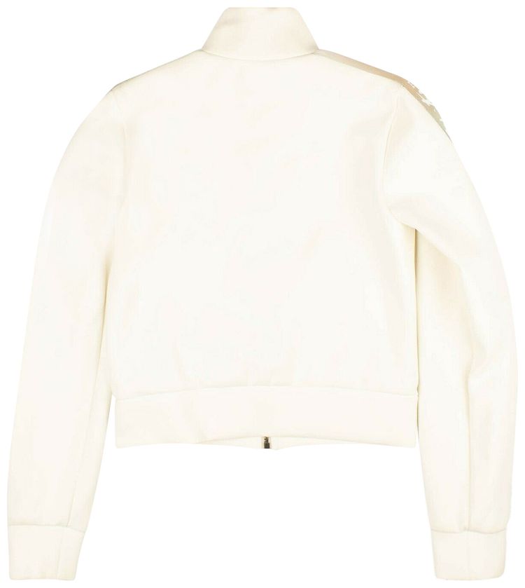 Off White Zip Up Logo Stripe Jacket White