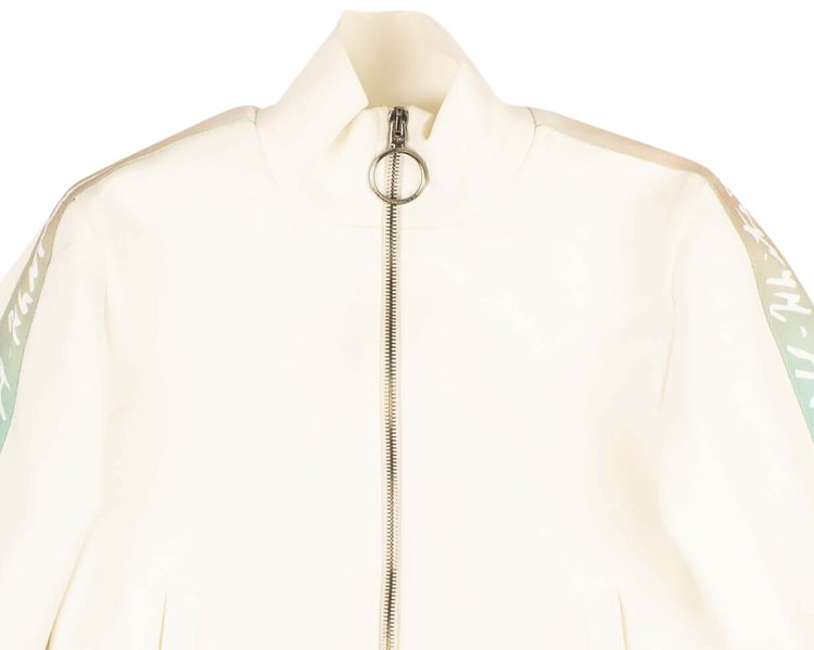 Off White Zip Up Logo Stripe Jacket White