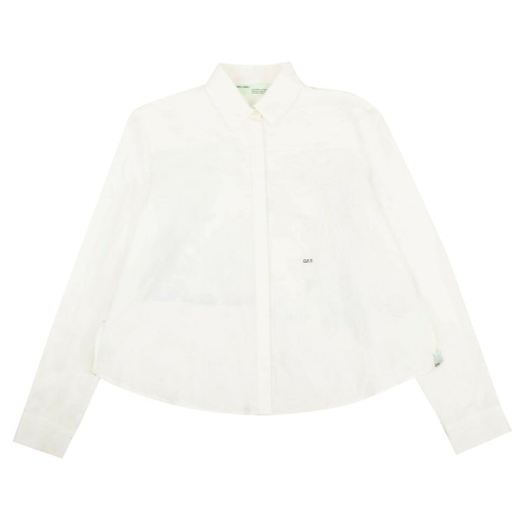 Off White Floral Print Cropped Shirt White