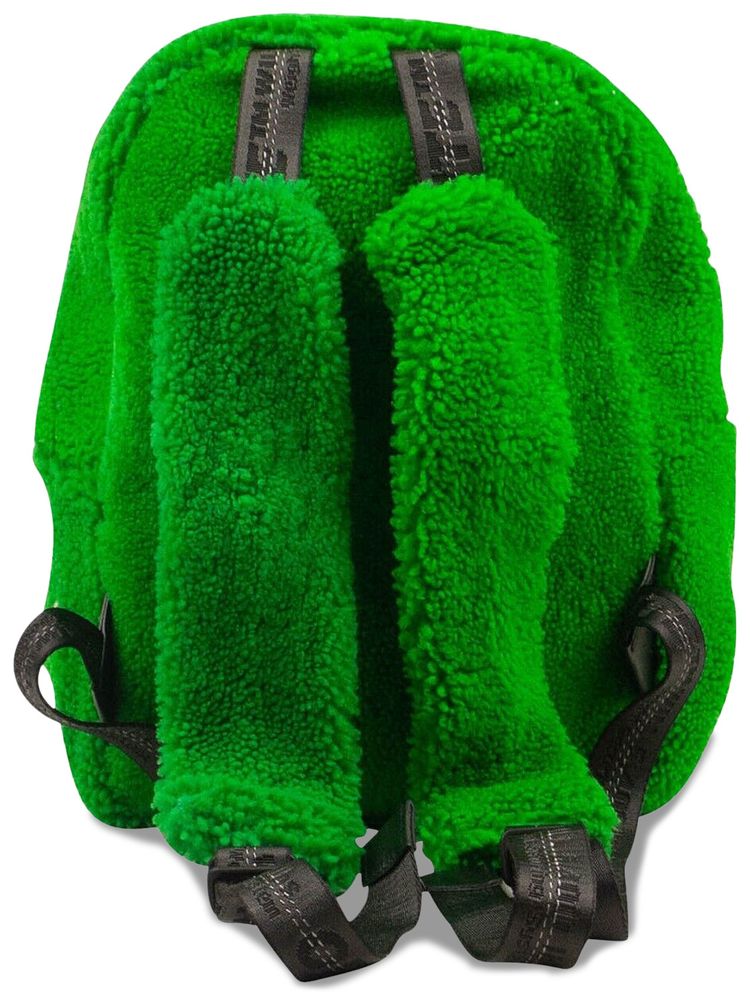 Off White Fuzzy Fur Binder Backpack Green