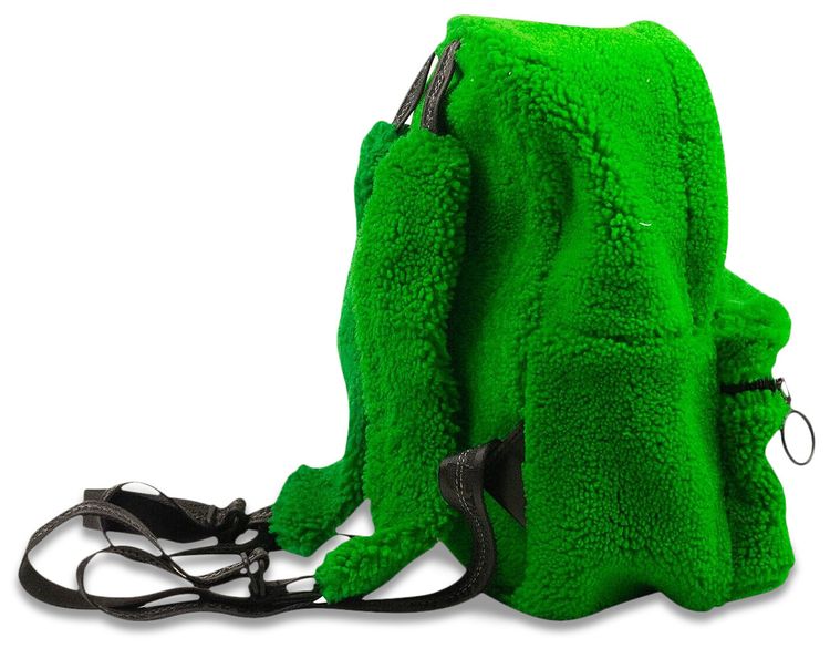 Off White Fuzzy Fur Binder Backpack Green