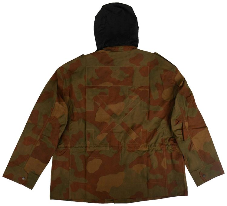 Off White Camouflage Print Jacket Green