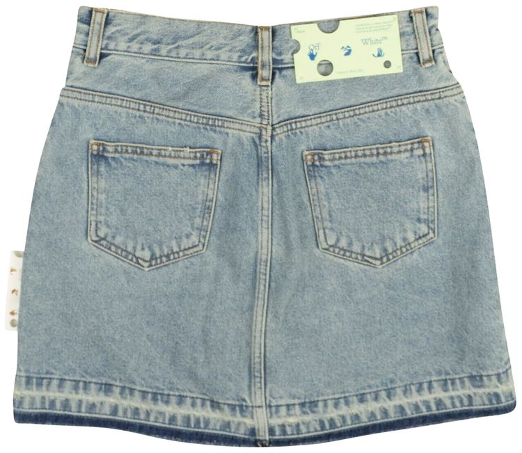 Off White Riserva Frayed Mini Skirt Blue