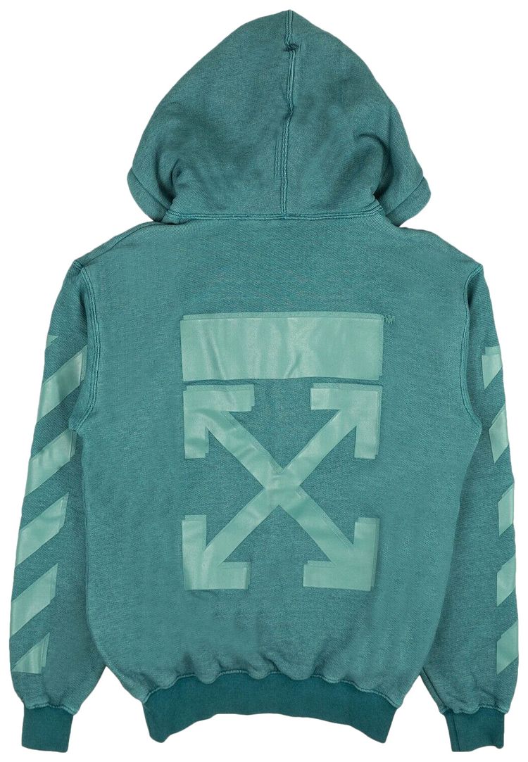 Off White Tape Arrow Zipped Hoodie Blue
