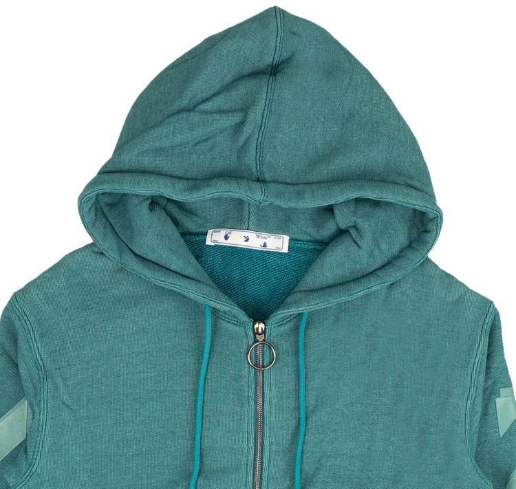 Off White Tape Arrow Zipped Hoodie Blue