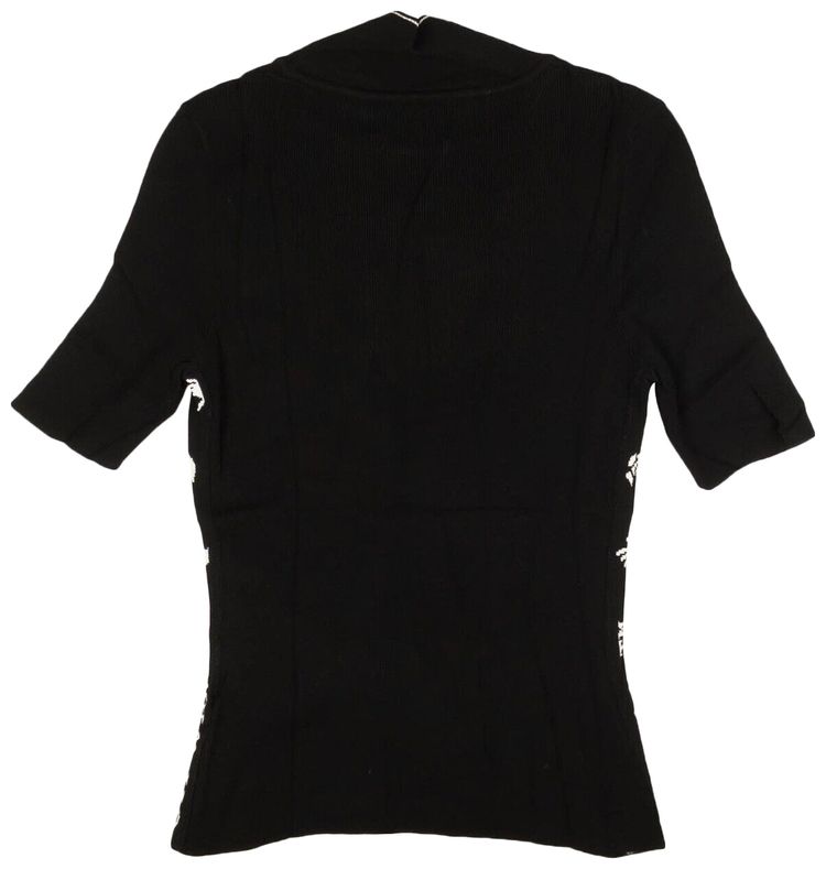 Off White Rib Basic Logo Turtleneck Black