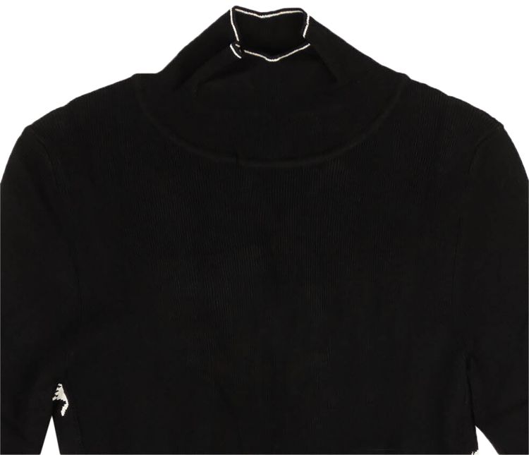 Off White Rib Basic Logo Turtleneck Black