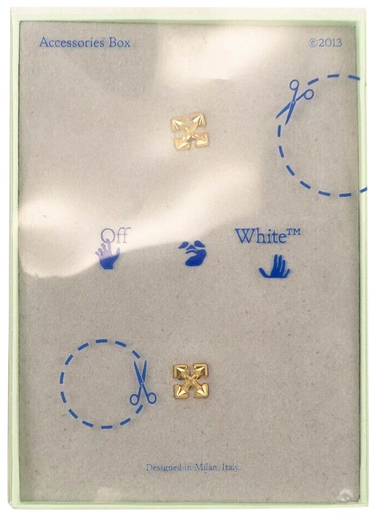 Off White Extra Small Arrow Earrings Gold