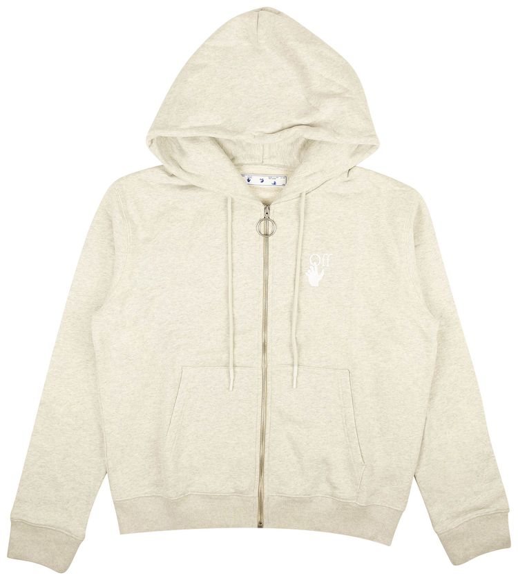 Off White Cut Here Slim Zip Hoodie Grey