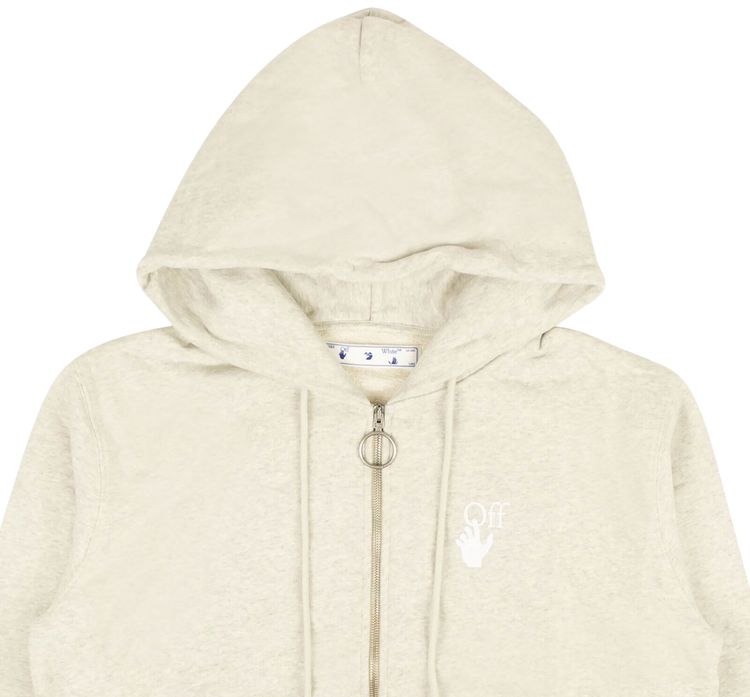 Off White Cut Here Slim Zip Hoodie Grey
