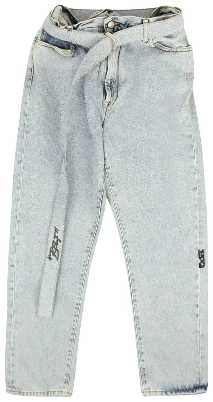 Off White Stripe Low Crotch Jean BlueBlack