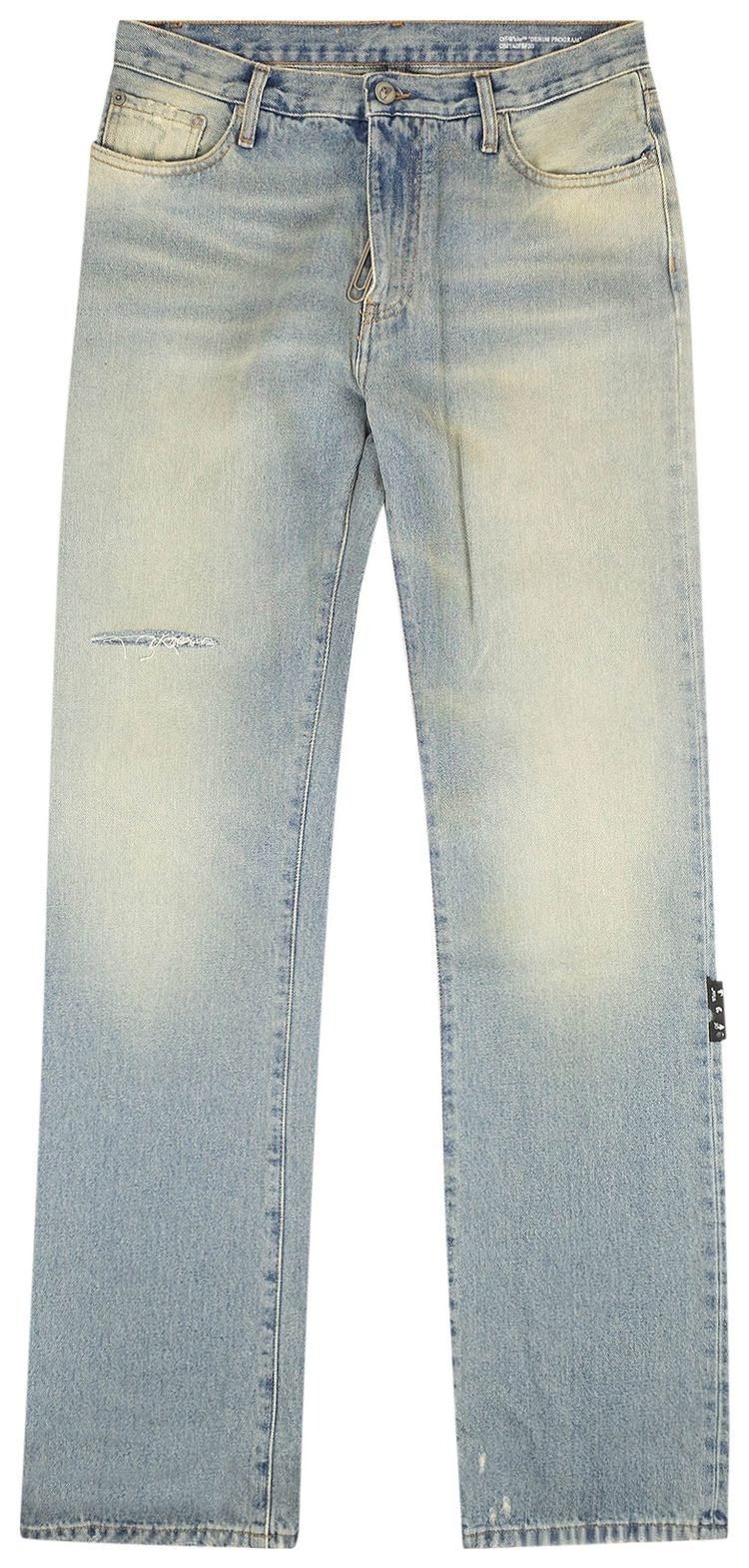 Off White Distressed Dirty Jean Blue
