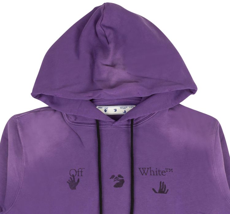 Off White Logo Vintage Slim Hoodie Purple