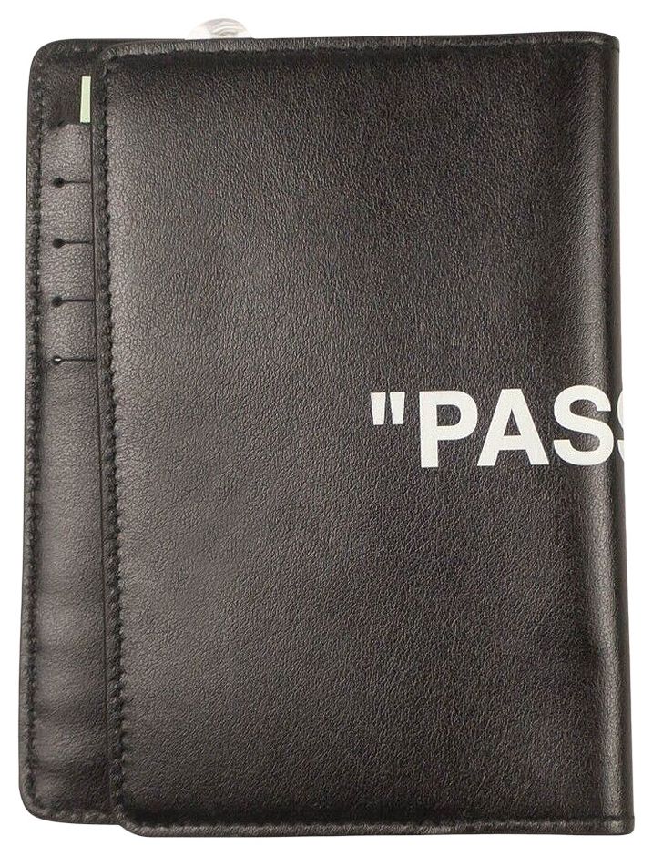 Off White Quote Passport Holder Black