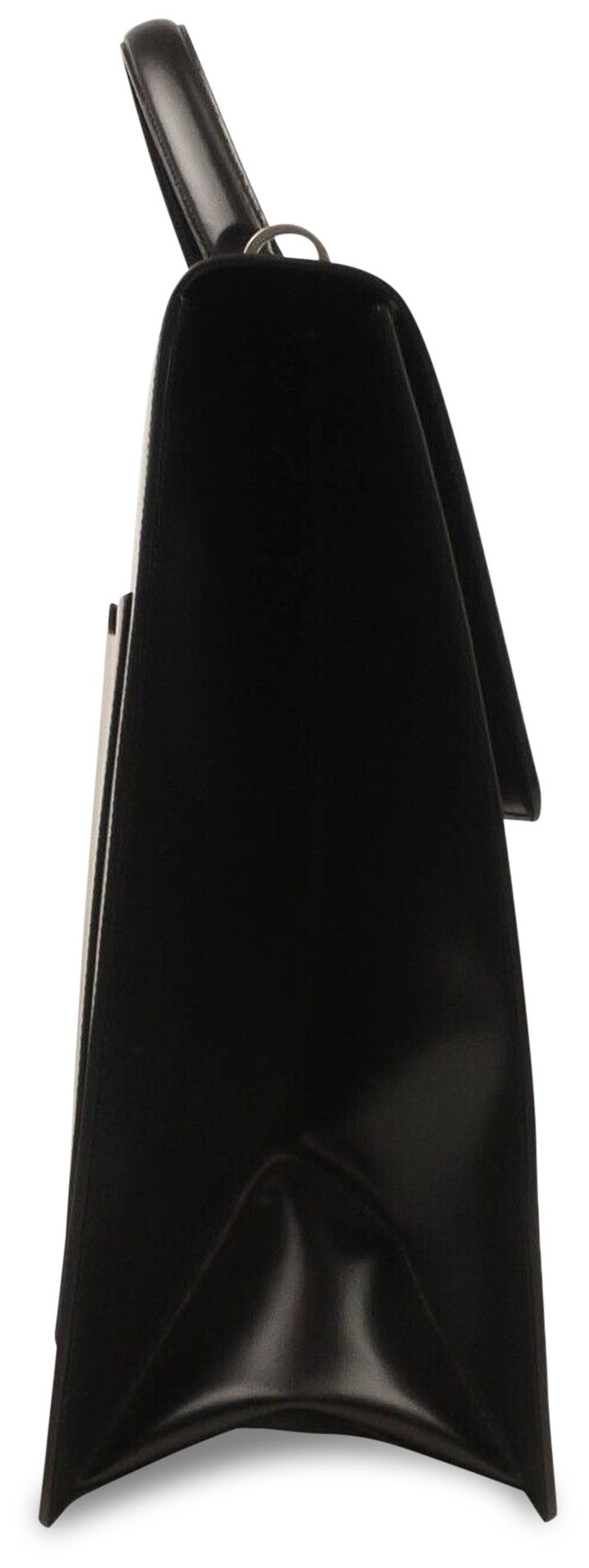 Off White Leather Twist Jumbo Jitney Black