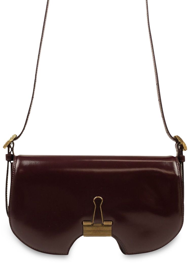 Off White Mirror Swiss Flap Bag Burgundy