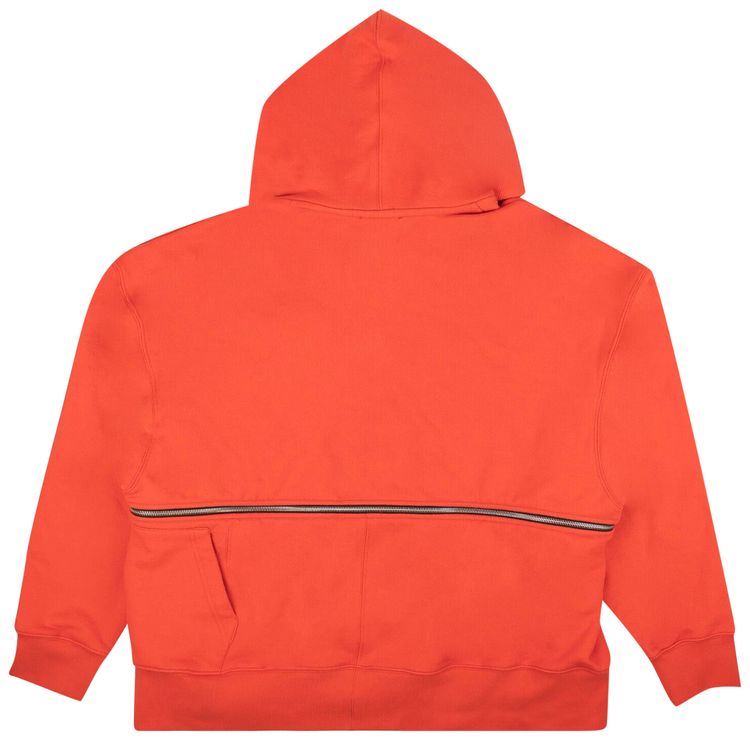 Palm Angels Horizontal Zipper Hooded Sweatshirt Orange