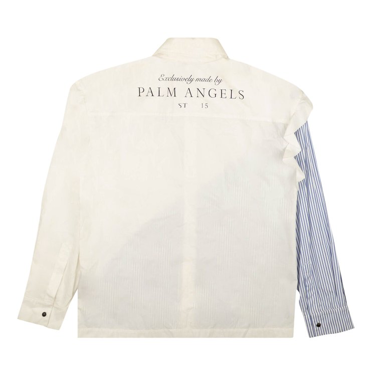 Palm Angels Striped Asymmetrical Ruffle Shirt WhiteBlue