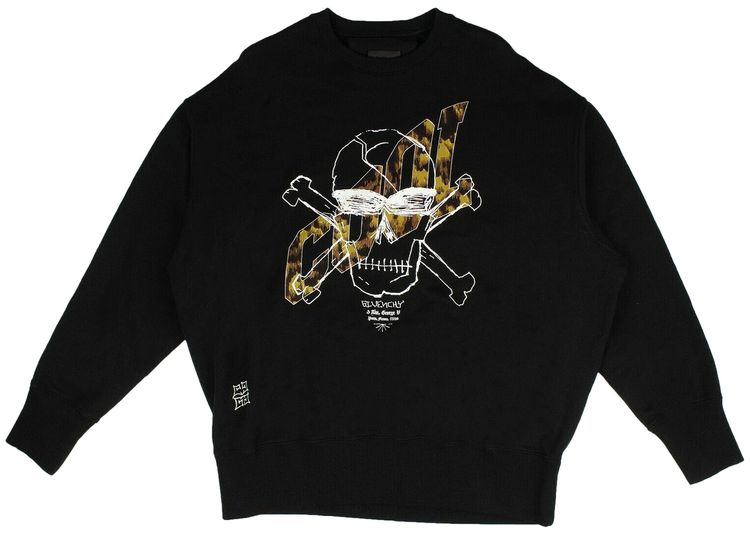Givenchy Leopard Cool Skull Crewneck Sweatshirt Black Leopard