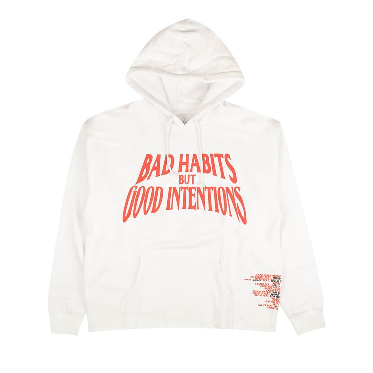 Vlone Bad Habits But Good Intentions Hoodie White