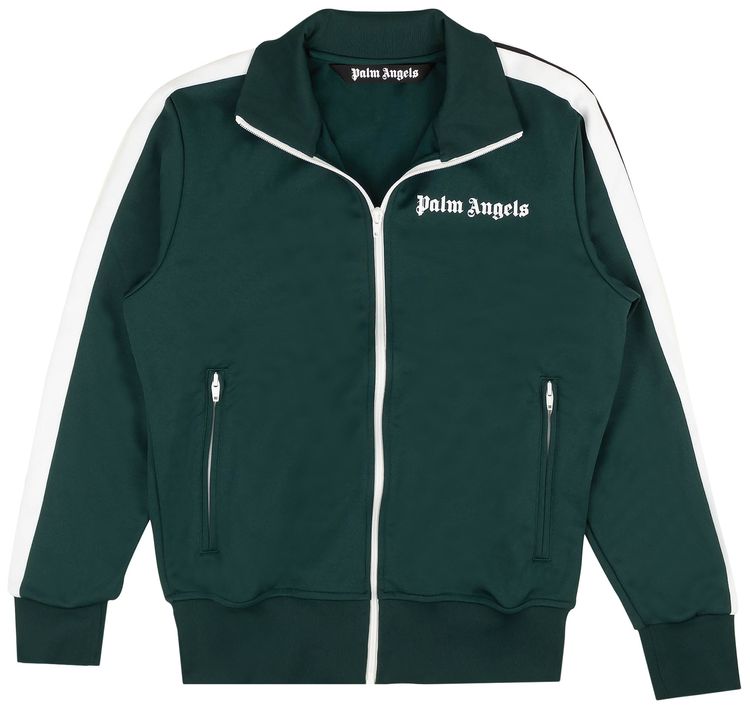 Palm Angels Classic Zip Up Track Jacket GreenWhite
