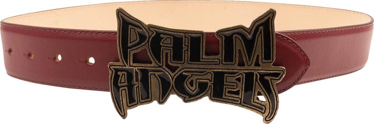 Palm Angels Leather Logo Plate Belt 'Red'
