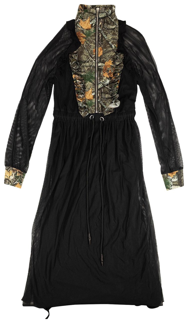 Palm Angels Mesh Leaves Dress Black Mesh