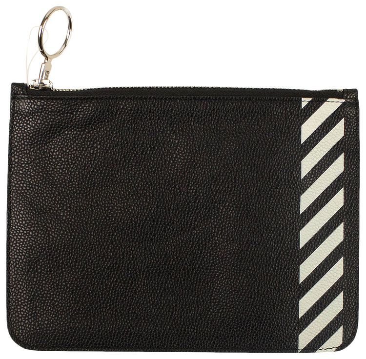Off White Leather White Diag Pouch Black