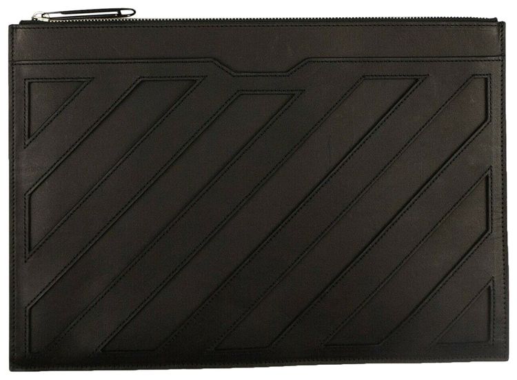 Off White Diag Formal Document Pouch Black