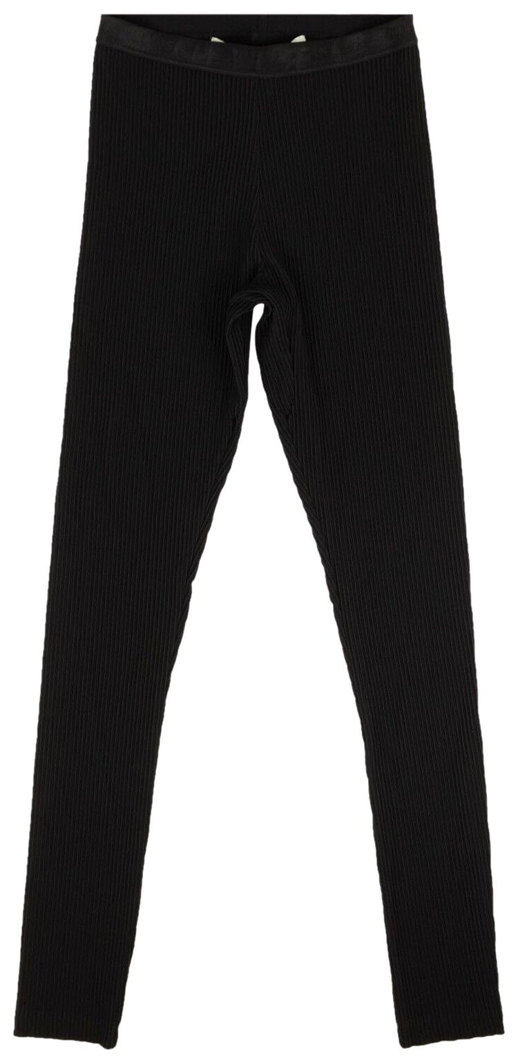 Off White Ribbed Logo Band Leggings Black