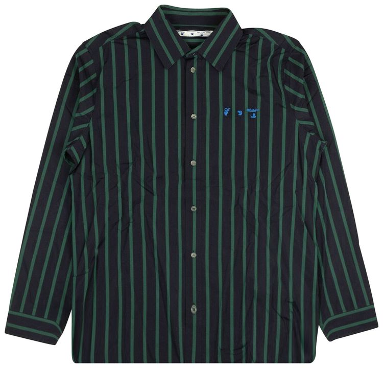 Off White Striped Shirt Dark Blue