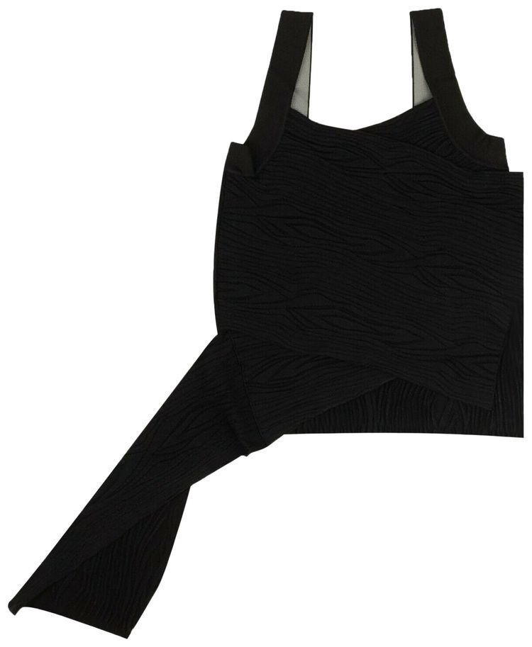 Off White Moire Sleeveless Tank Top Black