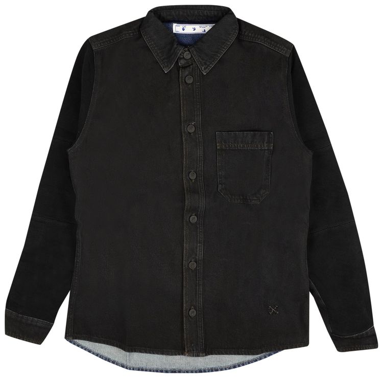 Off White Logo Denim Jacket BlackBlue