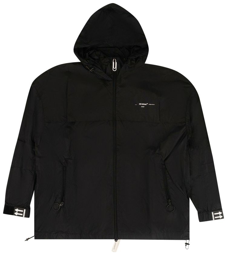 Off White Logo Print Windbreaker Jacket Black