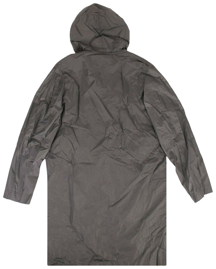 Off White Mid Length Logo Print Rain Coat Grey
