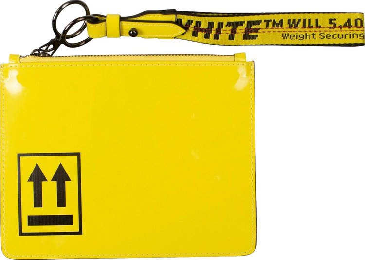 Off White Patent Leather Double Clutch Bag Yellow