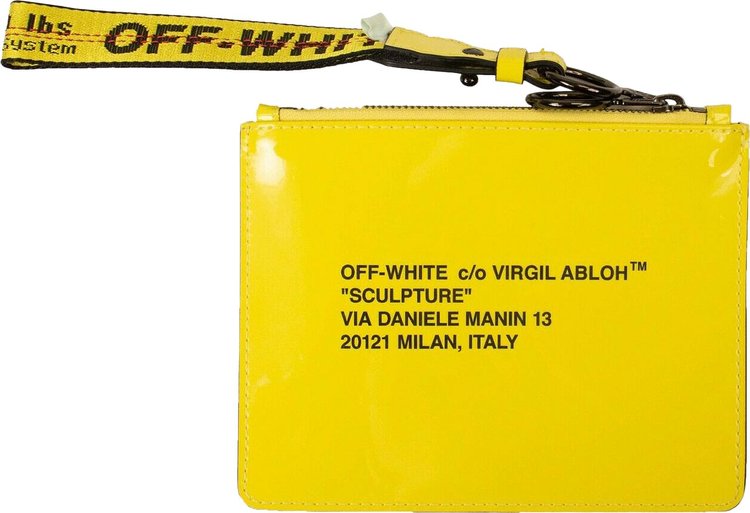 Off White Patent Leather Double Clutch Bag Yellow