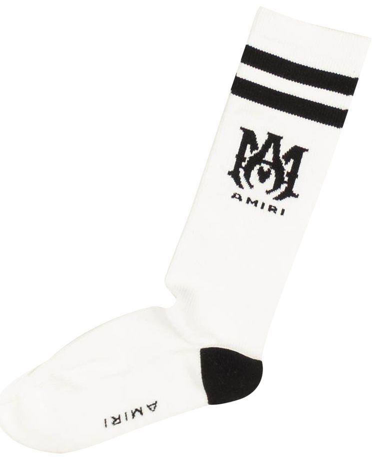 Amiri MA Ribbed Athletic Logo Socks WhiteBlack