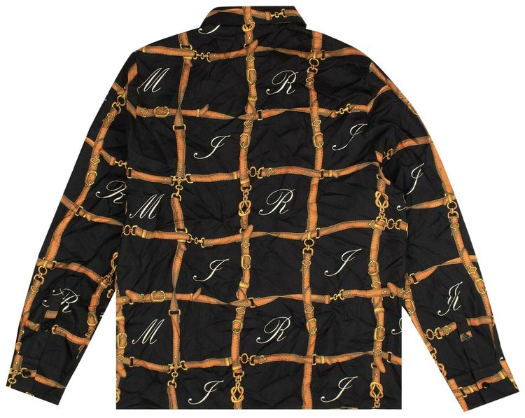 Amiri Belt Grid Button Down Shirt BlackOrange