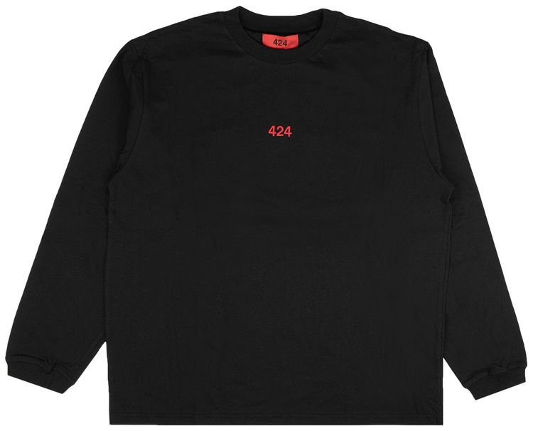 424 Cotton Logo Long Sleeve T Shirt Black